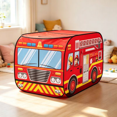 Pop Up Fire Truck Kids Playhouse Tent, Foldable Portable Toddler Game Play Tent For Boys Girls Aged 3-5, Breathable Indoor Outdoor Play Toy, Best Christmas Birthday Holiday Gift For Little Kids