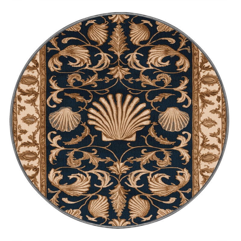 Tapis brun français lavable à la machine, Rond 6 pi