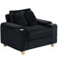 Stylish Style Corduroy single sofa with one pillow, two throw pillows, a footstool and two storage Spaces-1310933208