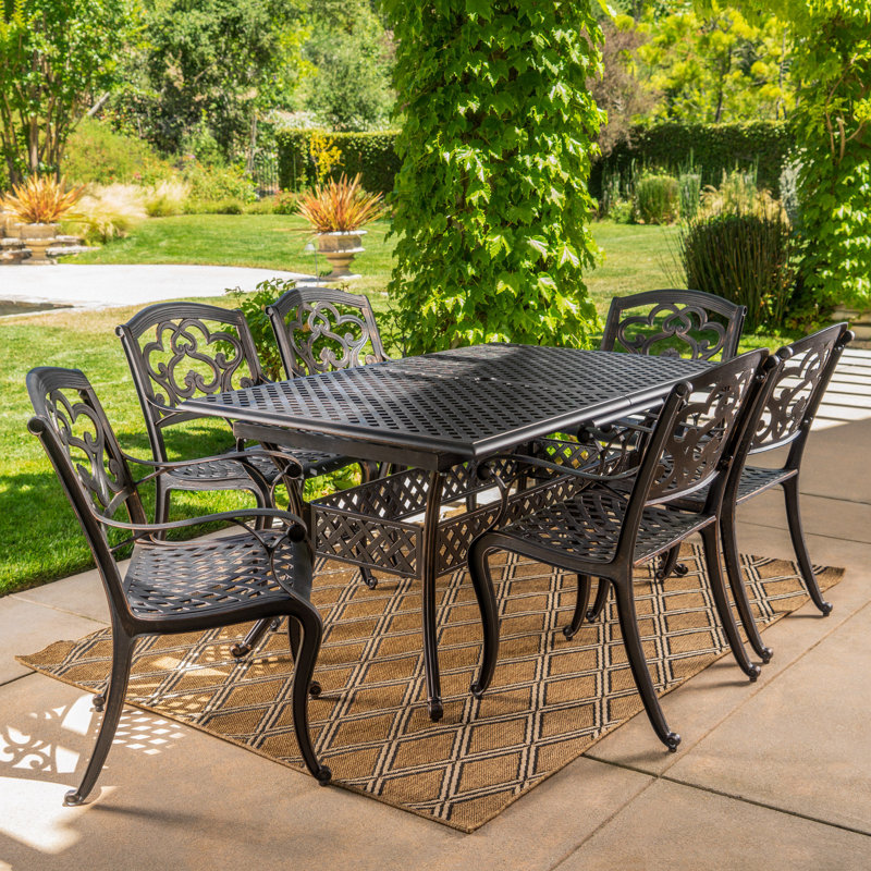 Jenisa 6 - Person Patio Dining Set with Rectangular Table, 7