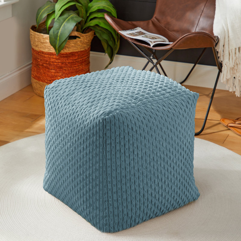 Raniah Upholstered Pouf, Teal