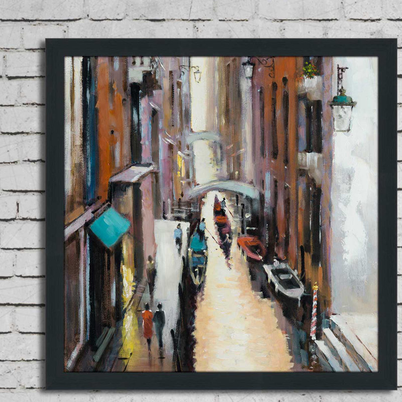 « canal view ii », reproduction de peinture à l’acrylique encadrée, H 27,5 po x l 27,5 po x P 0,75 po