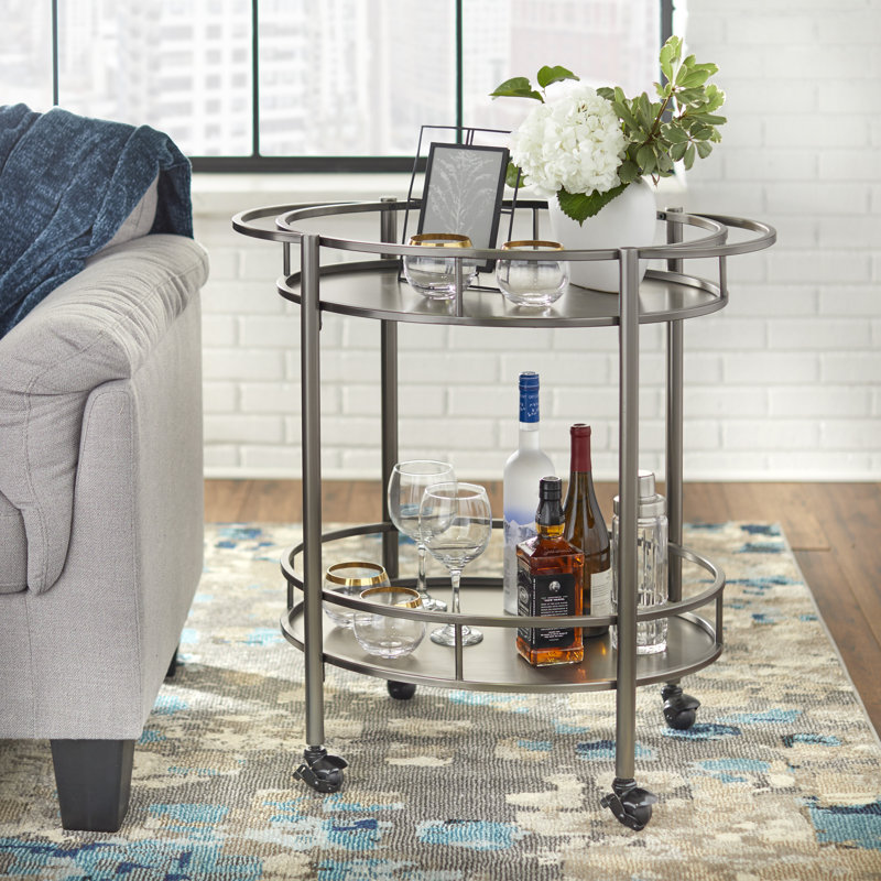 Tornillo Metal Bar Cart, Pewter