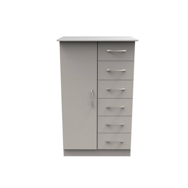 Dekyn 1 Door 5 Drawer Kids Robe in White Matt, White Matt