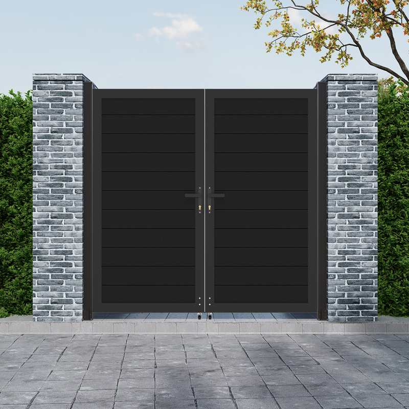 Privacy Aluminum Gate, Double Swing Gate (Not Including Posts), 6 ft. H × 6 ft. W, Privacy