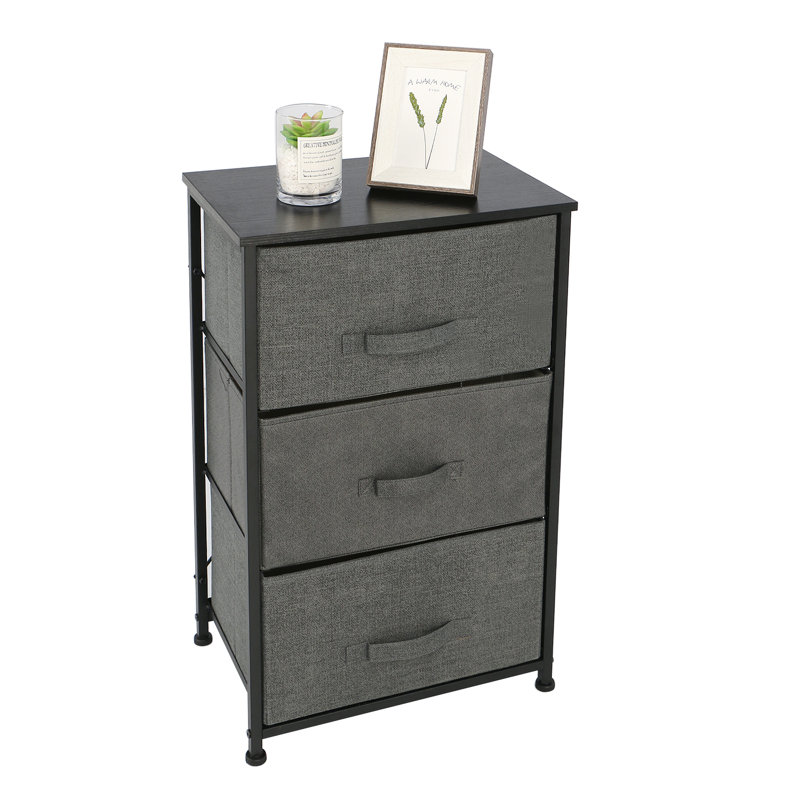 Commode à 3 tiroirs en tissu non tissé, Gris foncé