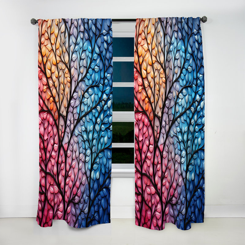 Rideau d'arbre Julian Orange Autumn Foliage II - Velours obscurcissant - 1 panneau, L 52 po x L 108 po