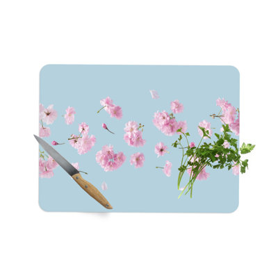 Planche à découper en verre à motif floral à motif botanique pour la cuisine