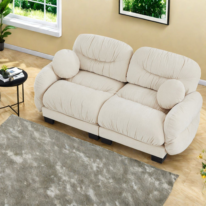 Canapés en chenille confortables à compression, 2 places plissées modernes pour la maison