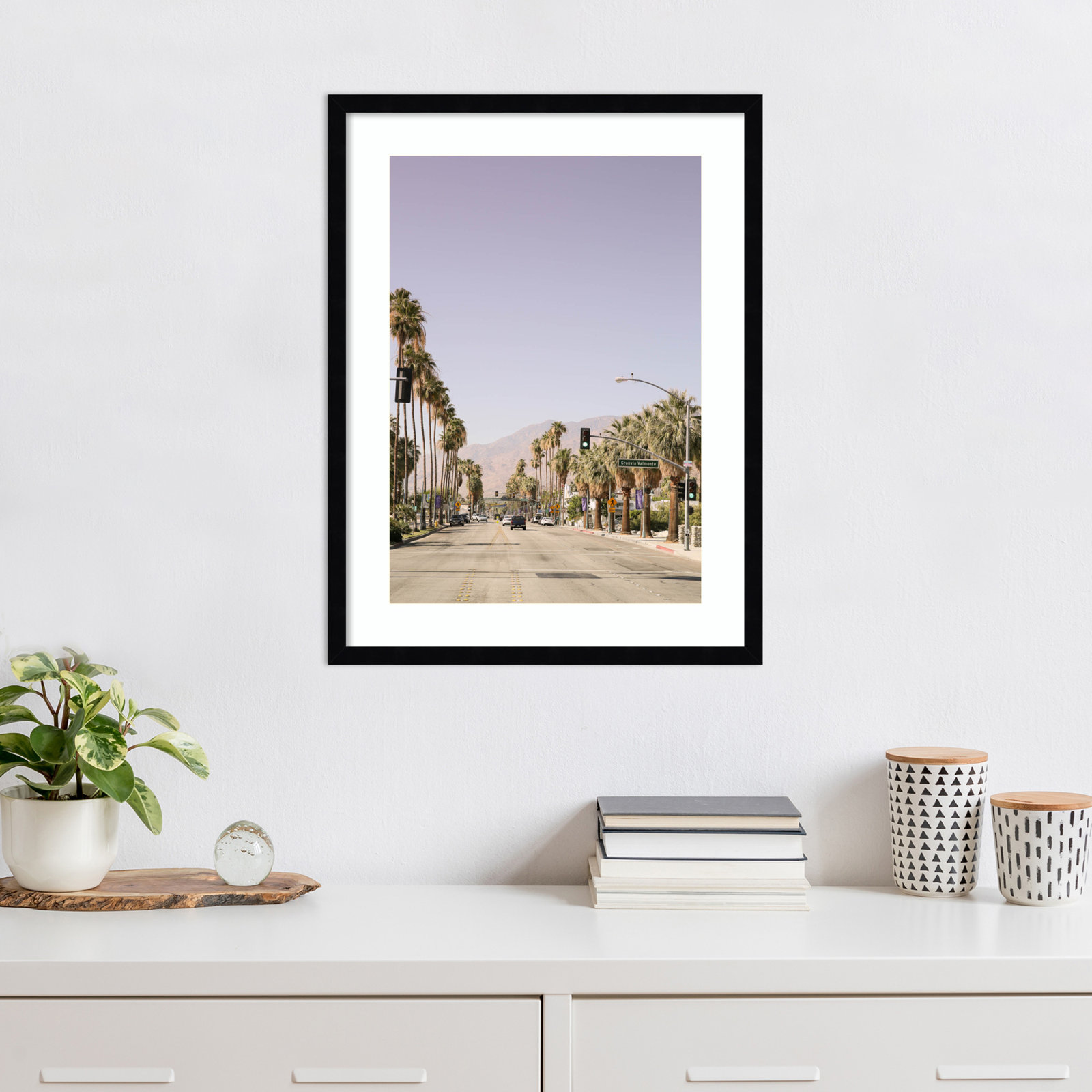 Daisey "Palm Spring Street" Print, Black, 25" H x 19" W