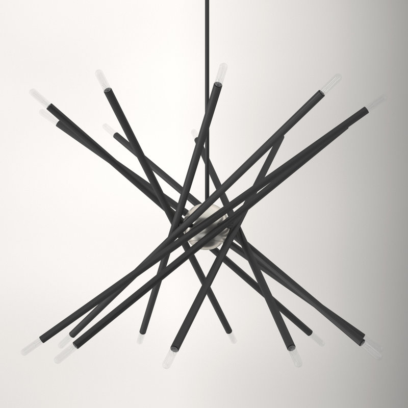 Runo Sputnik Modern Linear Chandelier, Scandinavian Gray