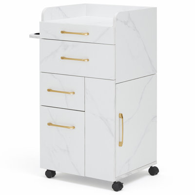Lechia Utility Cart with Storage Drawer, Tool Holders, Locking Wheels