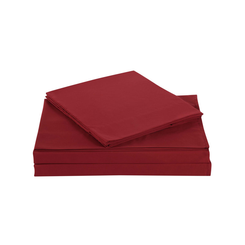 King Red Solid Microfiber Polyester Sheet Set