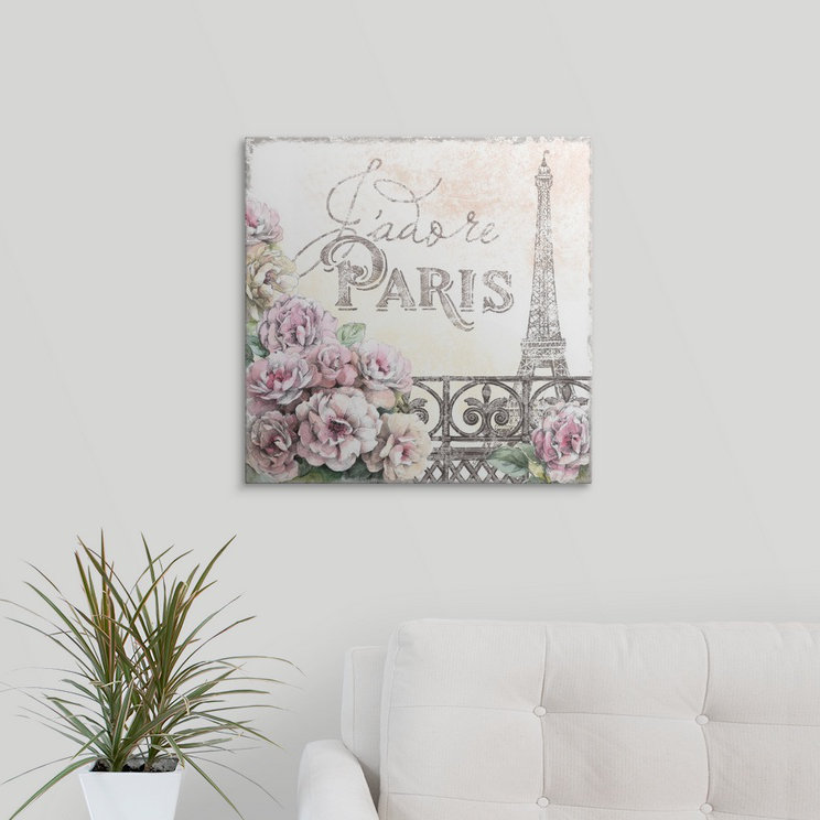 « iii », reproduction d’impression en forme d’art Paris Roses, H 30 po x l 30 po x P 1,5 po, Toile