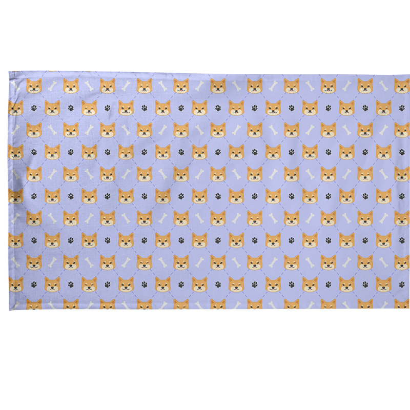 Serviette à thé à motif shiba shiba, Polyester sergé, Gris