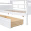 Lit de jour simple, support en lattes de bois, avec tablettes de chevet et deux tiroirs, blanc
