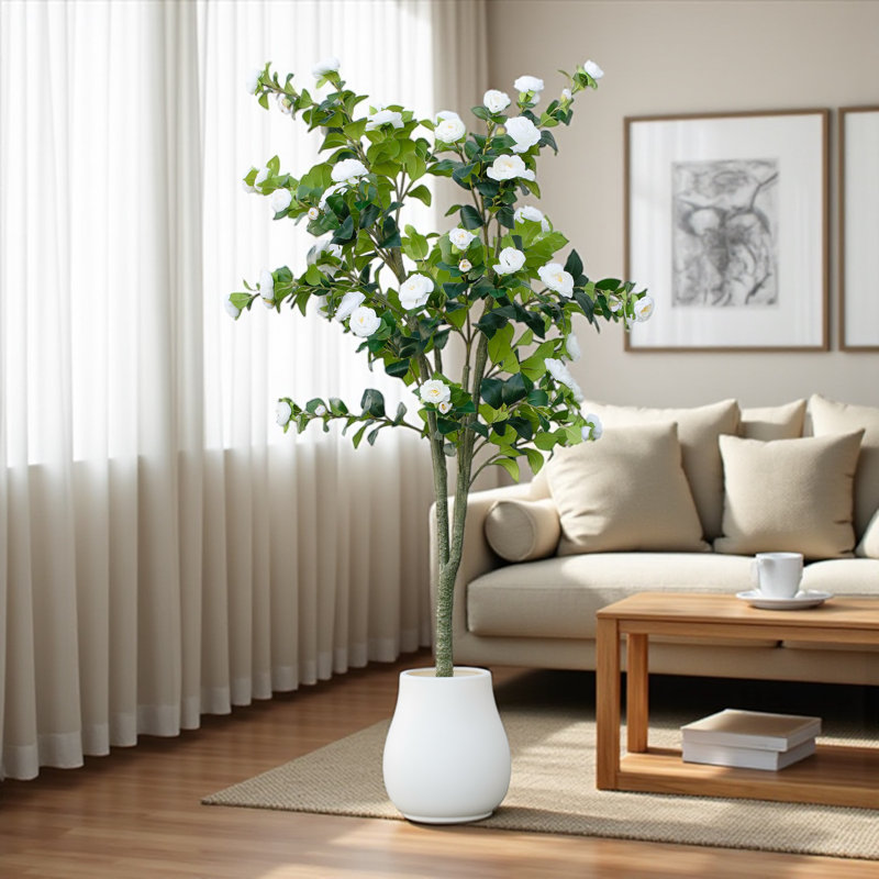 Arbre à fleurs artificielles en pot, H 63 po x l 30 po x P 30 po