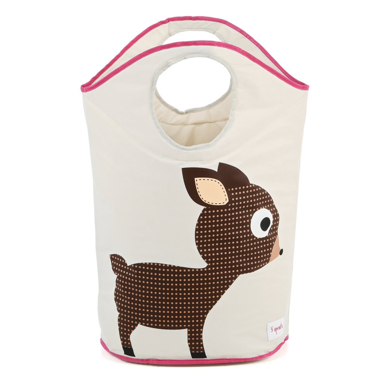 3 Sprouts - Baby Laundry Hamper  - Storage Basket Organizer Bin for Nursery - Deer