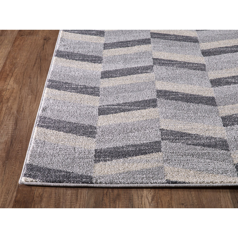 Tapis gris tissé à la machine Mannino, Rectangle 4 pi x 6 pi
