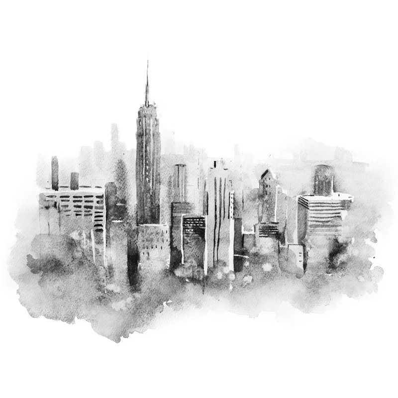 Watercolor New York City - peinture sur toile tendue, H 32 po x l 48 po