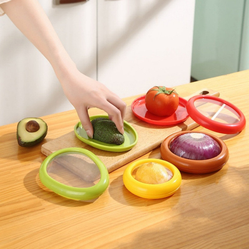 8 pièces Mini film de silicone Boîte de conservation fraîche Antipoussière Boîte de rangement Boîte de conservation de fruits anti-oxydation pour réfrigérateur
