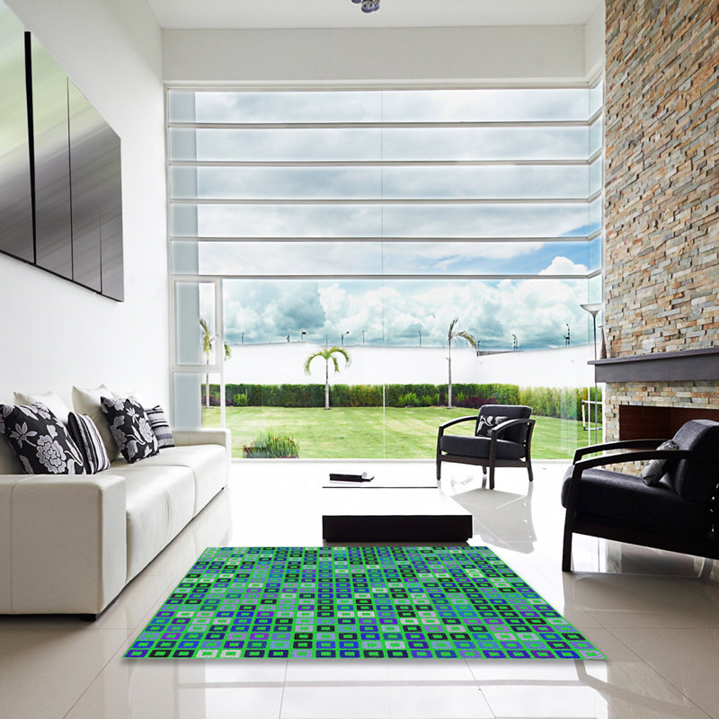 Tapis vert tissé à la machine, Carré 5 pi