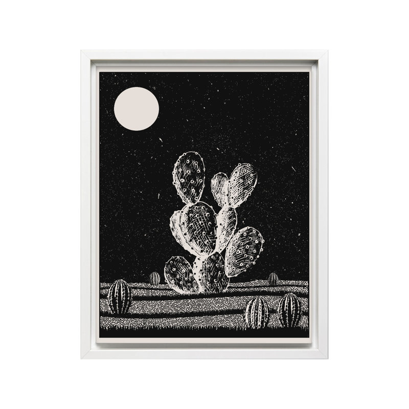 Cactus la nuit, Canvas, 24"H x 32"W, White Framed