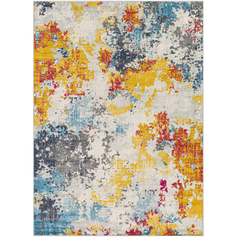 Tapis gris à motif abstrait Eynesil, Rectangle 6 pi 7 po x 9 pi