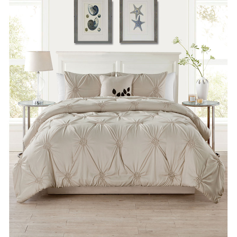 Ensemble d'édredon en microfibre 4 pièces, Édredon très grand + 2 taies décoratives + cous, Taupe