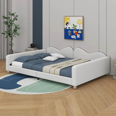 Upholstered Sherpa Fabric Sofabed With Cloud-Shaped Backrest