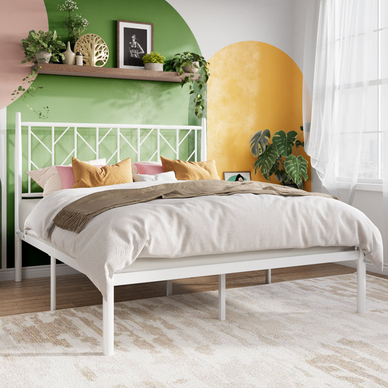 Nancarrow Metal Slat Bed, Queen, White