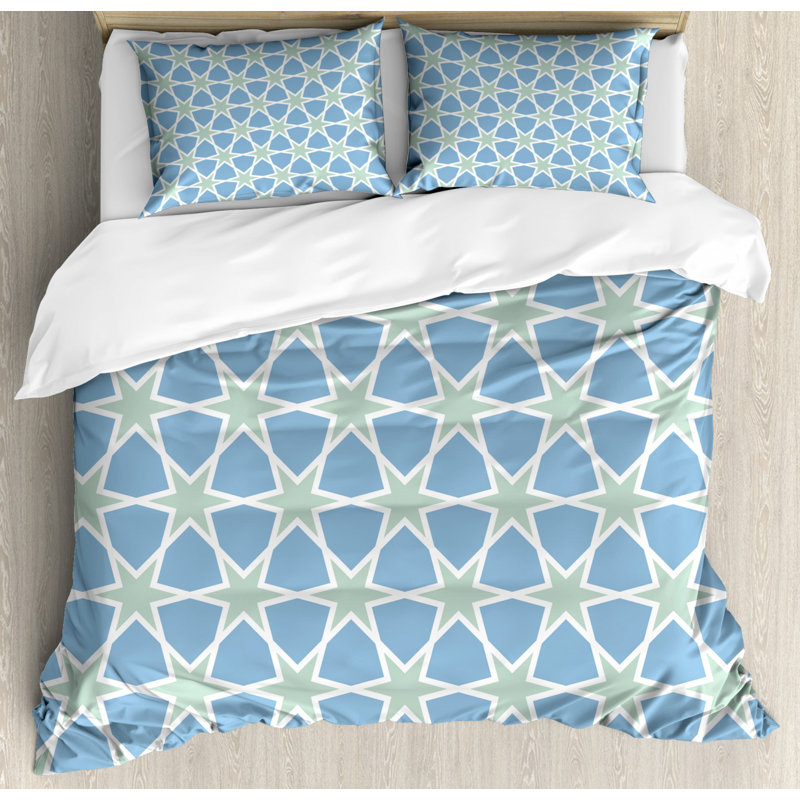 Eclectic Polyester Geometric Shapes Duvet Cover, Queen Duvet Cover + 2 Shams