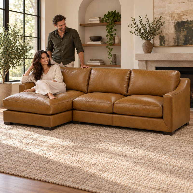 Ramba Classic Heirloom Quality LAF Chaise in Buttery Soft 100% Top Grain Leather, Made to Order, Napa Dove