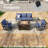 5 - Person Outdoor Metal Seating Group With Thick Blue Cushions, Patio Furniture Set Includes Rocking Swivel Chairs With Fire Pit Table And Side Table-298414569