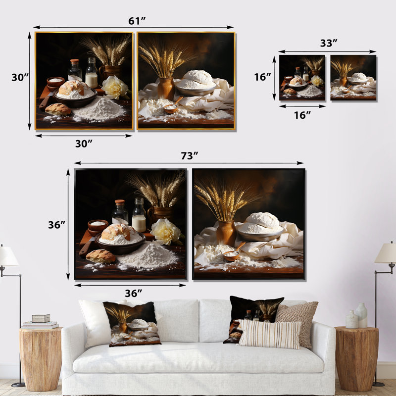 Ensemble de 2 reproductions d'art sur toile Baroque, Toile tendue, H 16 po x l 33 po x P 1 po