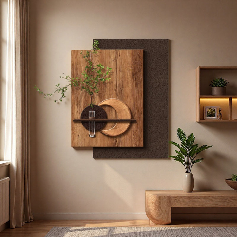 Feng shui antique vert avec des peintures murales lumineuses, H 39,37 po x l 31,5 po x P 1,18 po