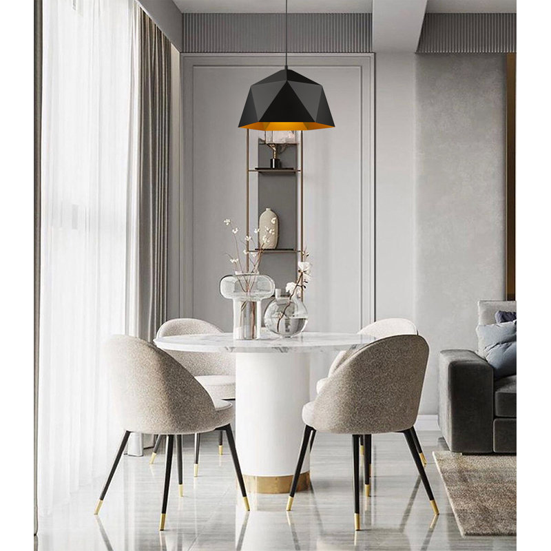 Luminaire suspendu moderne 1 lumière Avila, H 69 po x l 18 po x P 18 po, Noir et or