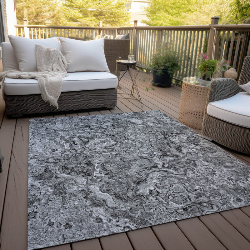 Malchow Washable Abstract Indoor / Outdoor Rug, Rectangle 9' x 12'