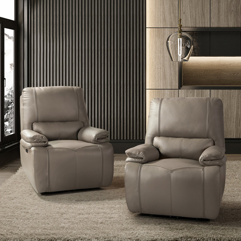 Fauteuil inclinable électrique en cuir véritable Carrina, Cuir véritable colombe