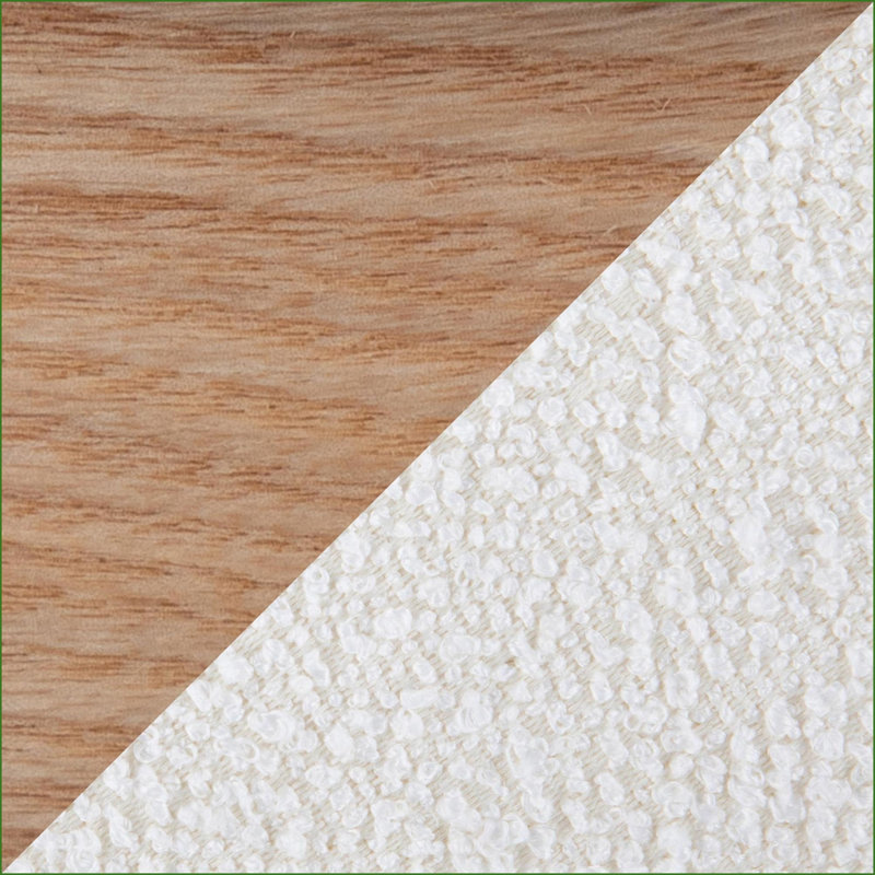 Ensemble de repose-pieds avec repose-pieds, base moderne en tissu éponge crème, 2 pièces | Noyer brun | Bois naturel