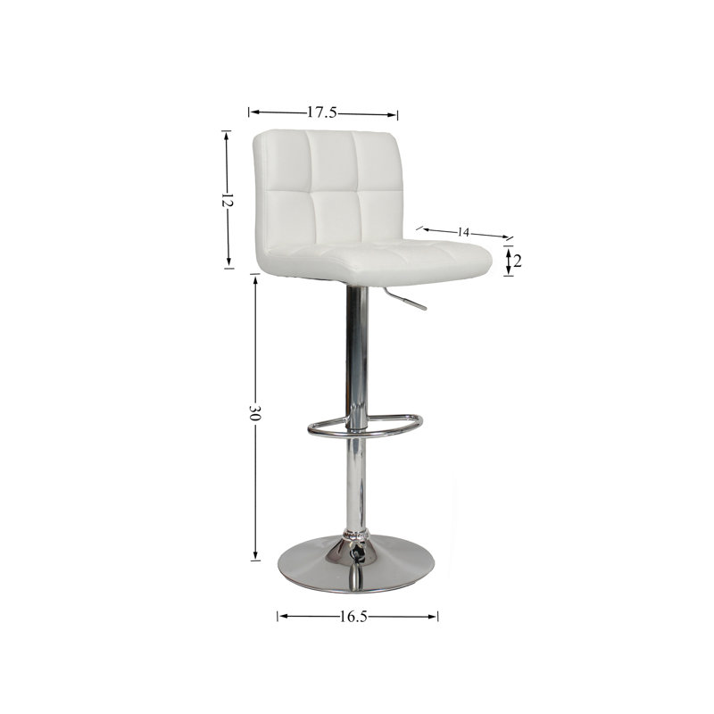 Tabouret de bar pivotant réglable hydraulique, ensemble de 2, White