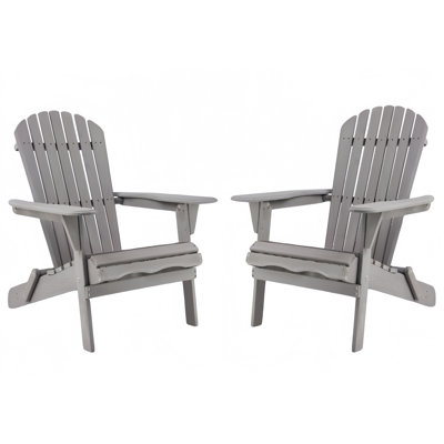 Wooden Folding Adirondack Chair (2-Pack),For Garden, Lawn, Backyard