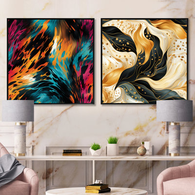Mystic Abstract Fusion - Ensemble de 2 collages abstraits carrés
