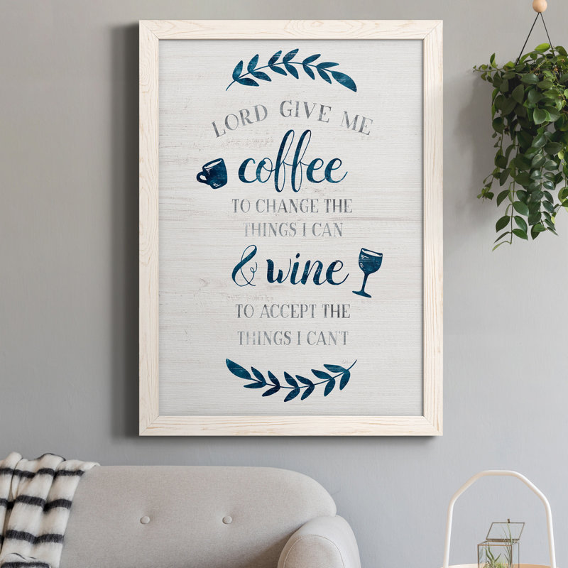 «Coffee and Wine», art textuel sur toile, Blanc, 20" H x 17" W x 1" D