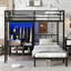 Lit superposé en métal avec bureau pliant, garde-robe à DEL, peu encombrant / réduit le bruit