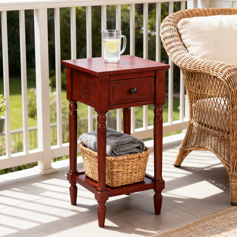 Table d'appoint avec tiroir et tablette French Country