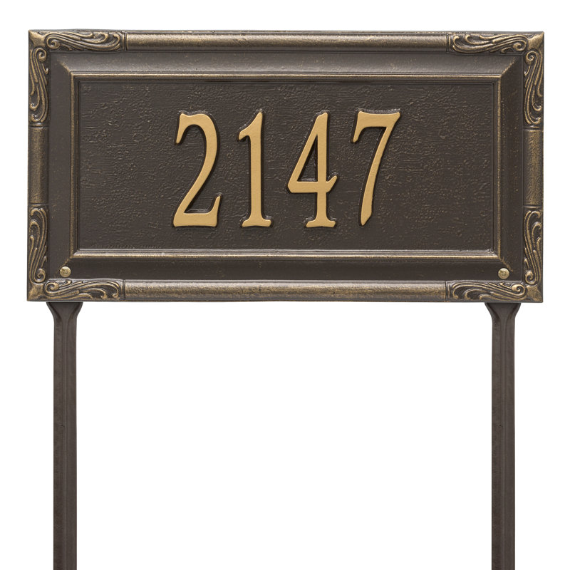 Gardengate Personalized Grande 1-Line Lawn Address Sign, Bronze/Gold, Yes