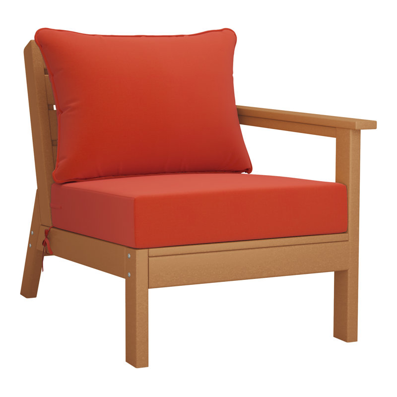 Ensemble de sièges profonds avec coussins, Teak, Orange