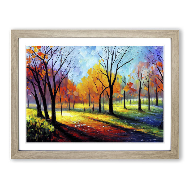Colourful Spring Forest - Framed Print, 25cm H x 34cm W x 2cm D, Oak Framed