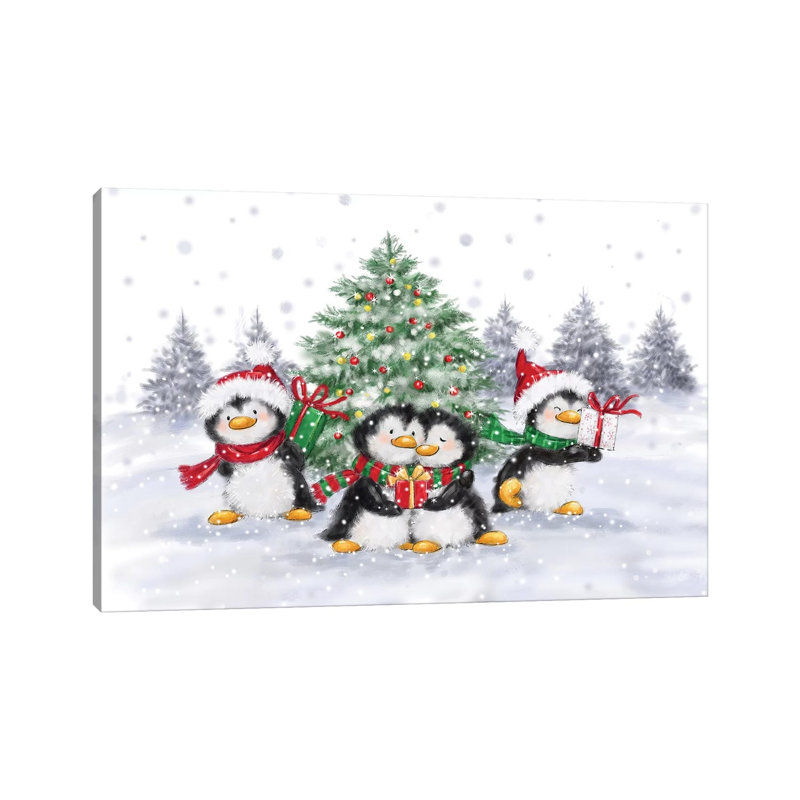 «Penguins Christmas», impression sur toile tendue, H 12 po x l 18 po x 1,5 po